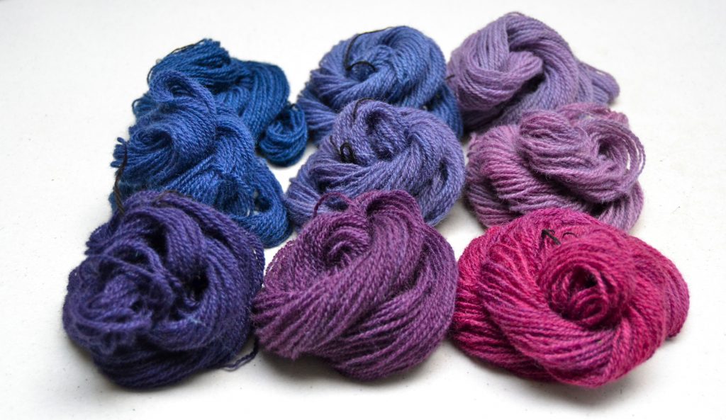 HOW TO MAKE PURPLE DYE WITH COCHINEAL, ORGANIC COLOR, WOOL SILK COTTON, RAINBOW PALETTE